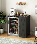 Mini Fridge Cabinet With Storage And Power Outlet For Your Coffee Bar Setup, Fits A 24 Inch Wine Fridge, 3 Tier Organizer in kitchen.