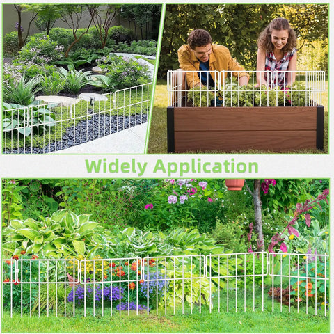 10 Pack Animal Barrier Fence No Dig Fence Decorative Fences 17 Inch High By 10 Foot Long Rustproof Metal Garden Border For Dogs And Rabbits Bottom Blocker For Outdoor Yard Patio White
