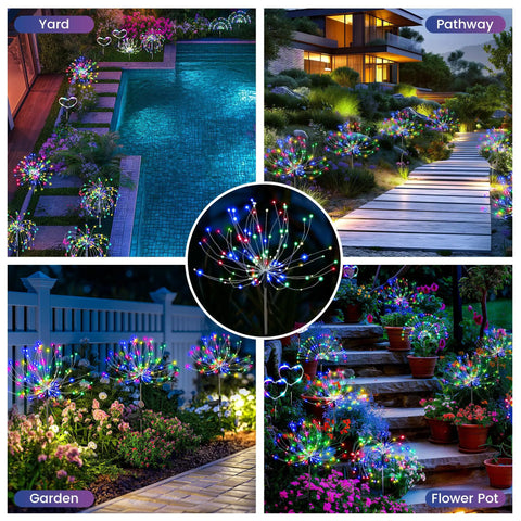 Garden Decor Solar String Lights Outdoor 120 LED Colorful Fairy Lights Waterproof For Yard Patio Porch Flower Pots Pathway Eco Friendly Self Charging Auto On At Dusk 2 Pack