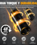 Close-up of a black deep impact socket with glowing effects, labeled '22', showcasing torque and durability features.