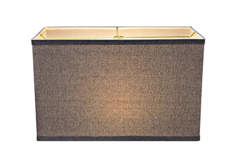Front view of Transitional Rectangular Hardback Lamp Shade In Smoke Grey Fabric With Brass Spider Fitter, Modern Rectangle Shape