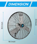 30 Inch High Velocity Wall Mount Fan For Industrial And Commercial Use Oscillating 2 Speed Delivers Up To 8400 CFM dimensions