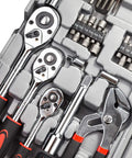 205 Piece Ratchet Wrench Tool Set With 1/4, 3/8, 1/2 Inch Drives, SAE And Metric Socket Kit In Plastic Toolbox