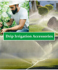 Person tending plants and garden landscape using 300 Pieces One Quarter Inch Single Barbed Drip Irrigation Fittings And Couplers Set