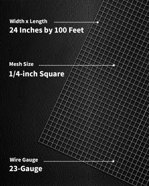Hardware Cloth 1 Quarter Inch Square Mesh 24 By 100 Feet 23 Gauge Heavy Duty Galvanized After Welding on black background