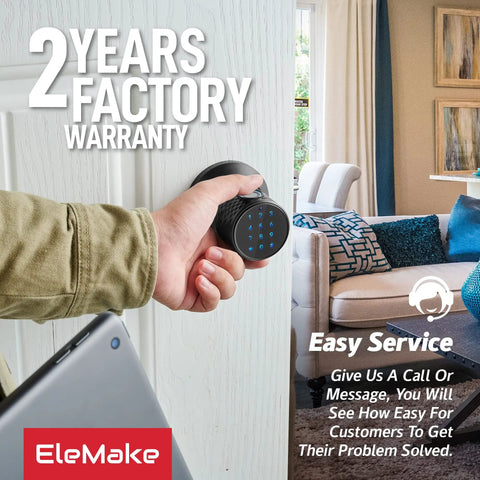 Hand operating Smart Door Lock With Fingerprint And Keyless Entry, Touchscreen, Bluetooth App Control, Black B400 in living room