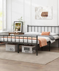 Tough Built Queen Metal Bed Frame With Steel Slat Support Zero Squeak Design Easy As Pie Assembly And Tons Of Under Bed Storage, displayed in a bedroom.