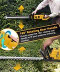 Cordless Hedge Trimmer With 20V Max Battery Compatibility, 20 Inch Cutting Length, Brushless Motor, rotatable handle demo