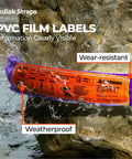 Endless Round Sling 2600 Lbs Vertical Rated 4 Ft Polyester Lifting Strap showing weatherproof PVC film labels