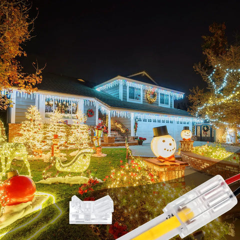 Easy Solderless LED Strip To Wire Connectors Kit, 20 Waterproof Transparent Adapters For 2 Pin Strip Lights outdoor use