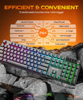 Slick Wireless Gaming Keyboard With Volume Knob And Tri Mode Bluetooth 2 4G Plus Usb C Plug In Setup, showing RGB backlighting and multimedia keys.