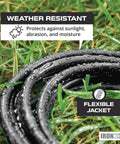 Lighted 25 Ft Outdoor Extension Cord Heavy Duty 10/3 SJTW Black Cable With 3 Prong Grounded Plug 15 Amp in wet grass