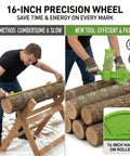 Heavy Duty 16 Inch Firewood Marking Tool Featuring Automatic Paint Roller For Shoot Straight Lines And No Sweat Log Sorting Built Tough Weatherproof Woodsman Essential in use, marking logs efficiently.