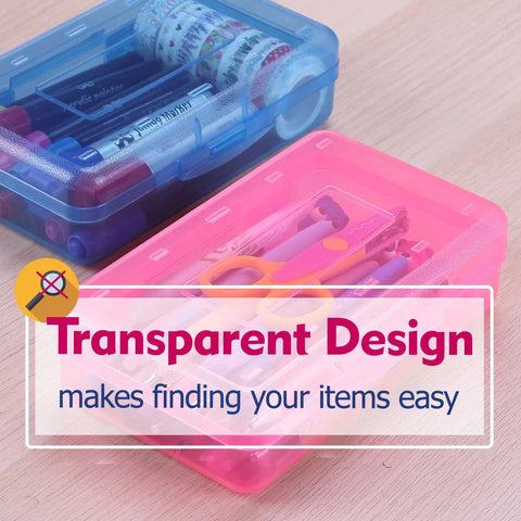 Heavy Duty Plastic Pencil Case And Desk Organizer Featuring Super Snazzy Pink Blue Shade With Killer Capacity For Crayons Markers And Pens Keeps Stationery Locked Up Tight And Ready For School Adventures