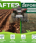 54 Inch Disc Plow Harrow For ATV UTV With 2 Inch Receiver showing before and after soil preparation results.