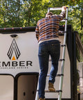 On The Go Portable Telescoping RV Ladder 14.5 Ft For Easy Roof Access, Quick Extend, And Deep Stow To 35.75 In, Heavy Duty 330 Lb Capacity, Stable And Safe Climbing For Your RV, Fits Lippert Ladder Receiver, aluminum ladder on RV