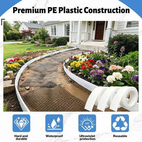 Three Pack Plastic Concrete Forms For Walkways With Easy Setup, 13 Ft Long By 5 In Wide, PE Flex Molds installed in garden path