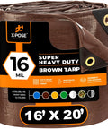 Extra Thick 16 Mil Heavy Duty Poly Tarp Cover For All Weather Use, Waterproof And UV Resistant, Rip Proof Tarpaulin 16x20