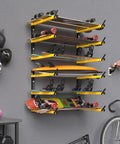 Heavy Duty Folding Lumber Storage Rack 3 Level Wall Mounted Metal Organizer For Garage Woodworking Shop Indoor Outdoor Use Yellow 4 Pairs.