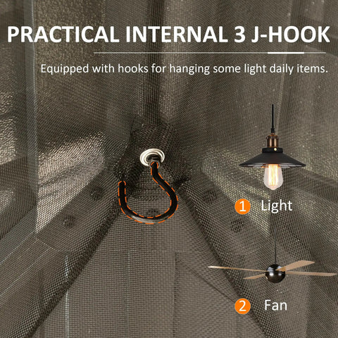 Close-up of internal J-hook for hanging items in 10x12 Hardtop Gazebo With Gutters And Galvanized Double Roof For Year-Round Outdoor Living