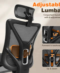 Ergonomic Office Chair With Footrest And 135 Degree Recline For All Day Comfort, Adjustable Lumbar Support detail with mesh back