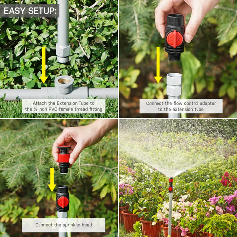 Multi Adjustable Sprinkler Set With Metal Extensions Included 12 Pieces Fits Standard Half Inch Threaded Lawn Watering Systems