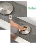 All Brass Air Switch Button For Sink Top Garbage Disposal Round Brushed Nickel, top mount detail with fingertip press, brass construction