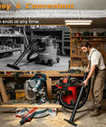 Man using Two Point Five Inch Shop Vac Y Connector Separator With Dual Blast Gates Hose Splitter for dust collection