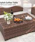 Outdoor Storage Table For Patio Coffee Table All Weather Wicker With Waterproof Cover Rattan Furniture For Toys And Garden Tools