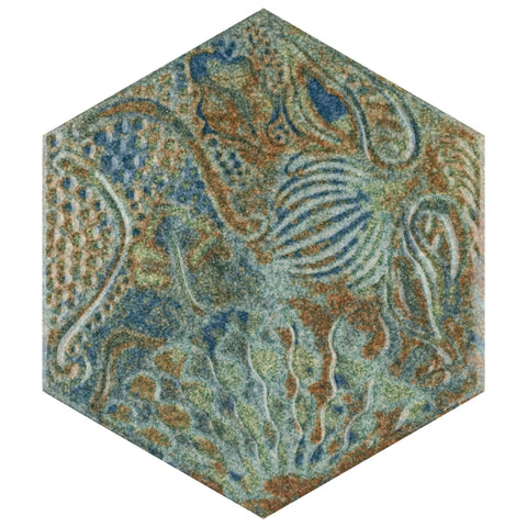 Gaudi React Hex Ocean Porcelain Tile For Floor And Wall High Sheen Glazed Finish Grade 1 First Quality PEI IV Rated
