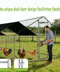 Heavy Duty Walk In Metal Chicken Coop With Spire Roof And Waterproof UV Cover Large Outdoor Run For Ducks And Chickens Rust Resistant