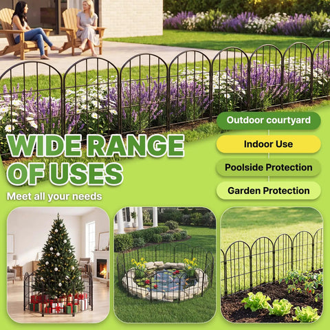 19 Pack Decorative Garden Fence Panels Set With No Dig Install 24 Inch High Outdoor Border Fencing Rust Proof Metal Wire Edging