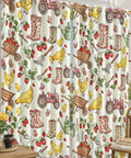 Farmhouse Style Light Filtering Curtains For Living Room And Kitchen, Rustic Strawberry Green Window Panels, 42x63 Inches