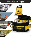 Beaver Tail Heavy Duty Lineman Safety Belt With Cushioned Hip Pad And 2 D Rings For All Day Comfort, Adjustable From 39 To 58 Inches