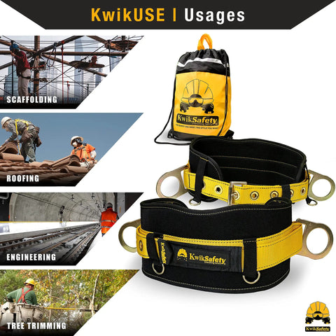 Beaver Tail Heavy Duty Lineman Safety Belt With Cushioned Hip Pad And 2 D Rings For All Day Comfort, Adjustable From 39 To 58 Inches