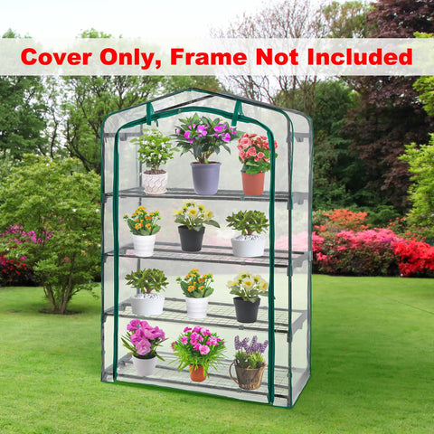 Extra Wide 4 Tier Greenhouse Replacement Cover 63 x 40 x 19 Inches Durable Clear PVC For Plants And Flowers Roll Up Zipper Door Breathable Air Flow And Humidity Control Frame Not Included