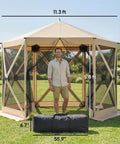 No Tool Setup 10 X 11 Ft Pop Up Gazebo Screen Tent Portable Instant Canopy Sun Shelter With Mesh Netting Carry Bag Ground Stakes