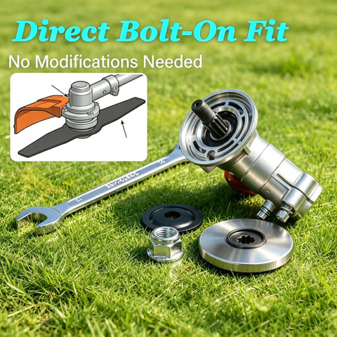 Heavy Duty Gearbox Assembly For Weed Trimmer Heads That Fit Husqvarna 128LD 128LDX 128L with installation tools on grass