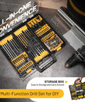 Badass 105 Piece Titanium Drill Bit Set With High Speed Steel Screwdriver Bits And Countersink Tool No Nonsense Design shown in organizer case.