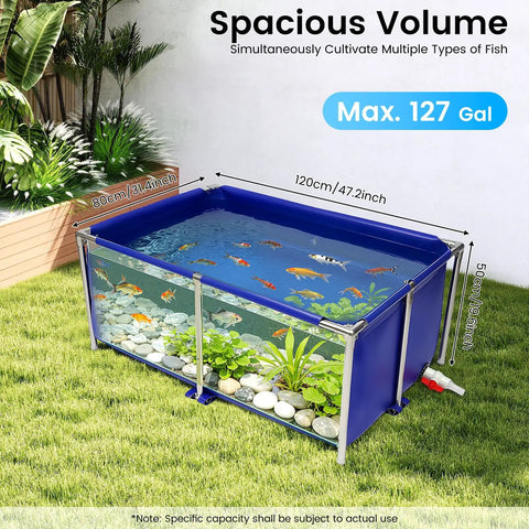 Foldable Canvas Fish Pond With Rustproof Stainless Steel Frame For Koi Prawns Fish And Lobster No Fuss Setup Portable Outdoor Aquarium in garden