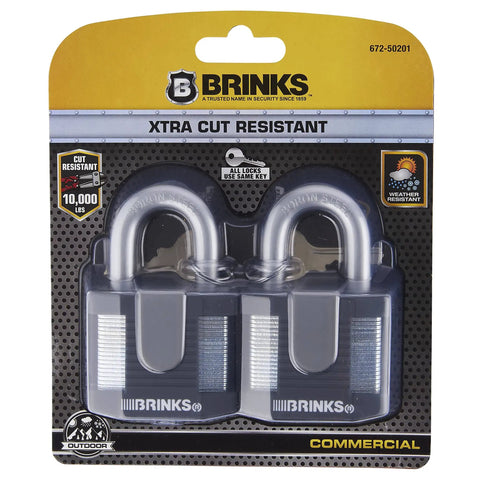50mm Laminated Steel Padlock 2 Pack With Beefy Boron Shackle, Stainless Steel Ball Bearing Lock, Soft Touch TPE Cover