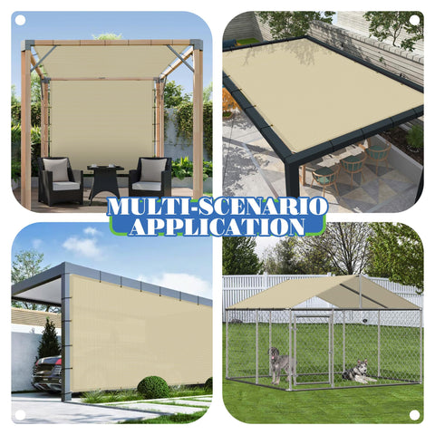18x38 Sun Shade Sail With Straight Edge Grommets UV Blocking Shade Cover For Outdoor Patio Pergola Backyard Garden Beige