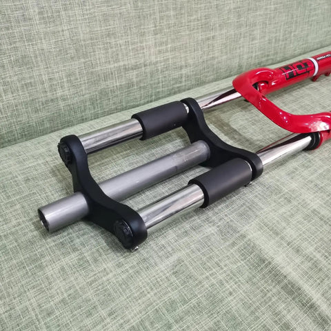 26 Inch Suspension Front Fork With One And One Eighth Inch Headset Disc Brake Ready Aluminum Triple Tree Red Travel 90 100mm