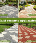 Two Pack Heavy Duty Rubber Concrete Paver Molds For Stepping Stones Walkways And Patios shown in various outdoor applications