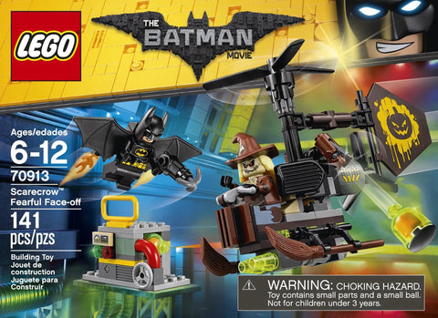 Batman Movie Scarecrow Fearful Face Off 70913 Building Kit with gyro-copter, Batman and Scarecrow minifigures, and power plant