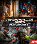Workers wearing WolfJaw Fiberglass Full Brim Hard Hat With Wheel Ratchet For All Day Comfort ANSI Z89.1 Type 1 Class G