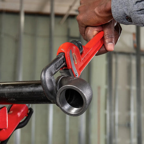 Heavy Duty 14 Inch Straight Pipe Wrench With Forged Alloy Jaws For Fast Gripping And Quick Ratcheting Action 2 Inch Pipe Capacity