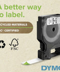 Heavy Duty Heat Shrink Labels For Three Eighth Inch Tubing With Black Print On White Sleeve on a background promoting recycling.