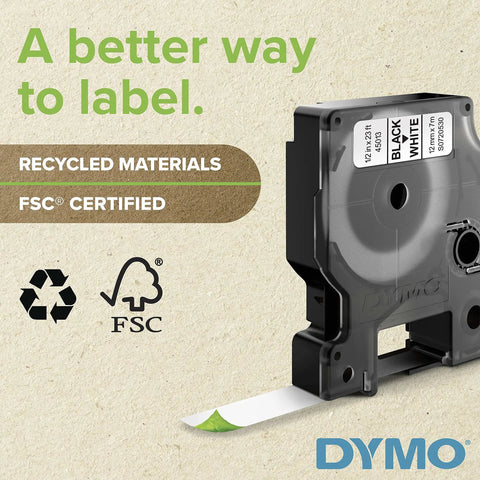 Heavy Duty Heat Shrink Labels For Three Eighth Inch Tubing With Black Print On White Sleeve on a background promoting recycling.