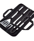 4 Piece Stainless Steel BBQ Grilling Tool Set With Carry Bag Rust-Resistant And Dishwasher Safe Includes Spatula Grill Fork Tongs